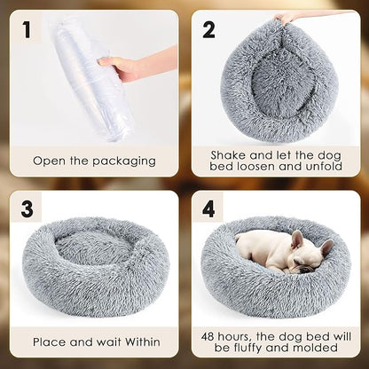 Hoewina Dog & Cat Bed for Indoor Cats, 20in Calming Donut Bed for Puppy and - Image 7