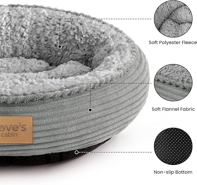 Love's cabin Round Donut Cat and Dog Cushion Bed, 24in Pet Bed - Image 2