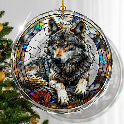 Wolf Ornaments for Christmas Tree, Stained Glass Ornament and Christmas Tree by Kooirsp