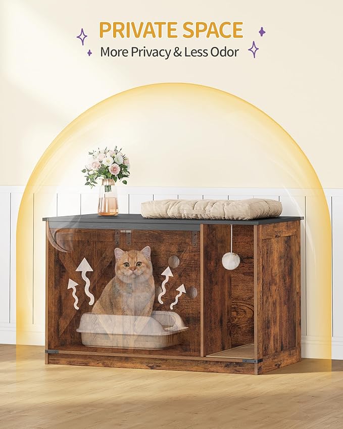 Hzuaneri Cat Litter Box Enclosure, Hidden Litter Box Cabinet Furniture - Image 5