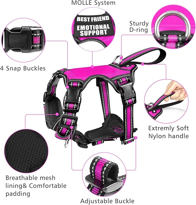 WINSEE Pet Harness Collar and Leash Set, All-in-one Reflective Dog Harness No - Image 4