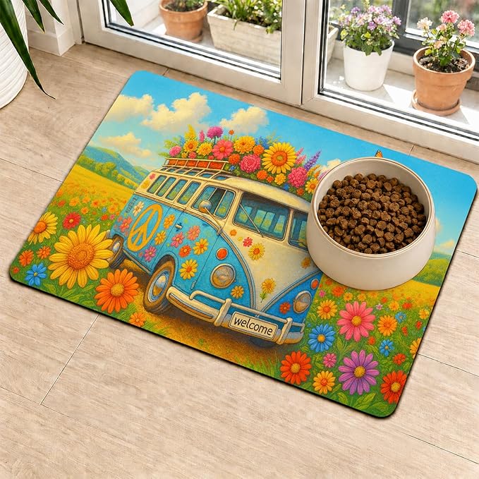 HOMETITUTE Cute Cat Feeding Mat 20" x 12", Non Slip Dog Cat Food Mat - Image 3