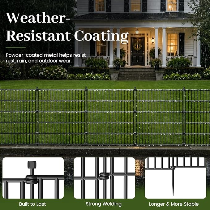 10 Panels No Dig Decorative Outdoor Garden Fence - Image 4