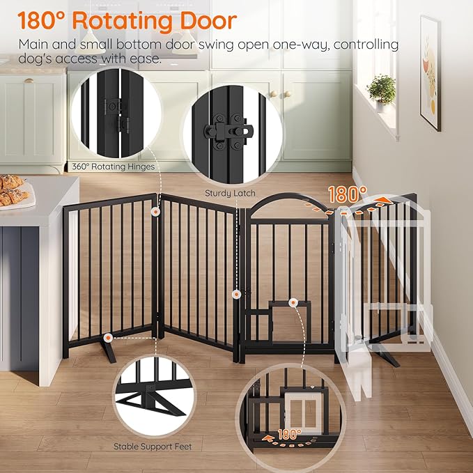HOOBRO 4 Panel Freestanding Dog Gate - Image 8