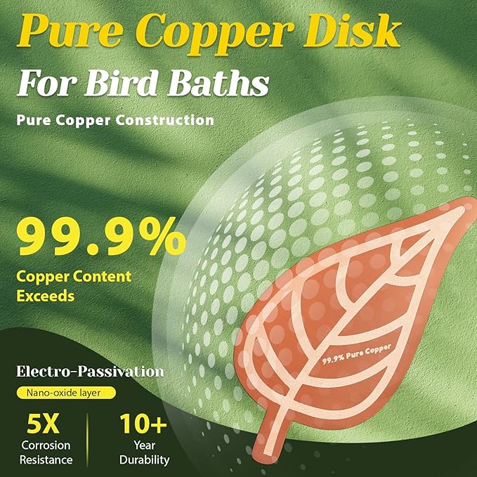 3Pcs Bird Bath Copper Purification Disk 99.99% Pure Copper Water Cleaning Discs - Image 3