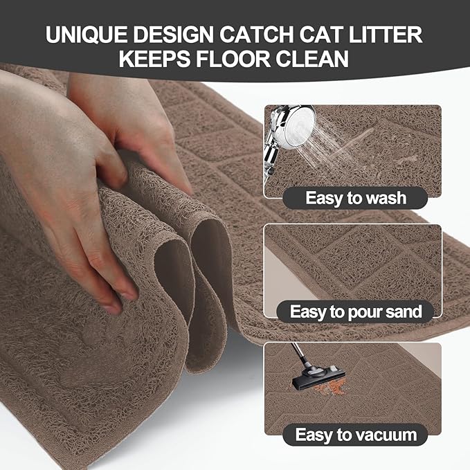 Cat Litter Mat, Litter Trapping Mat Soft on Kitty Paws, Waterproof, Easy Clean - Image 3