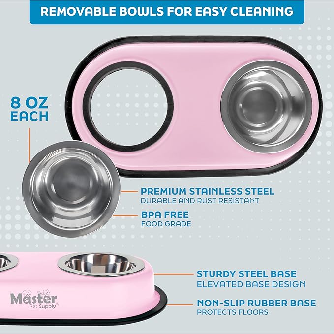 Master Pet Supply Double Dog Bowls Set - Image 3