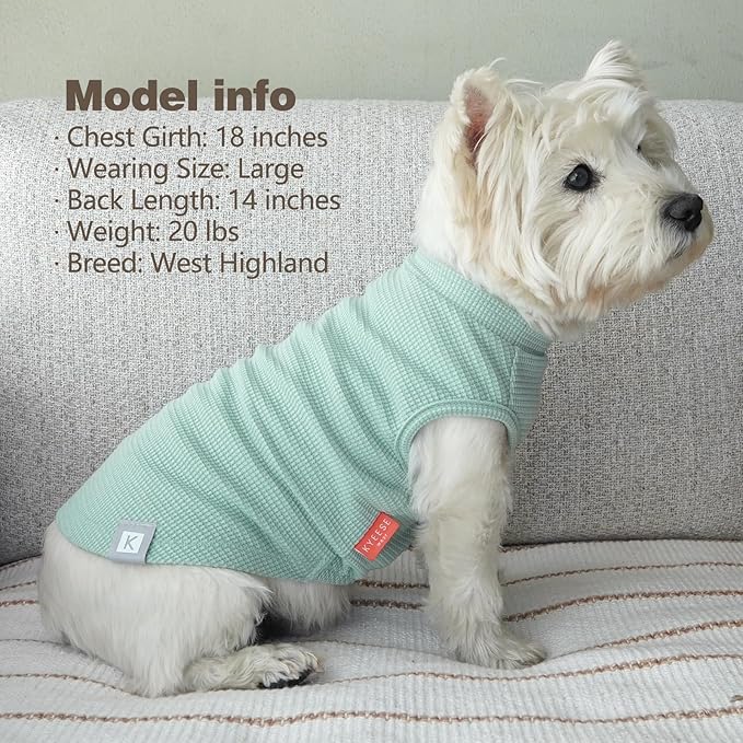 KYEESE 2Pack Waffle Dog Shirts, Lightweight Sleeveless Dog T Shirts - Image 9
