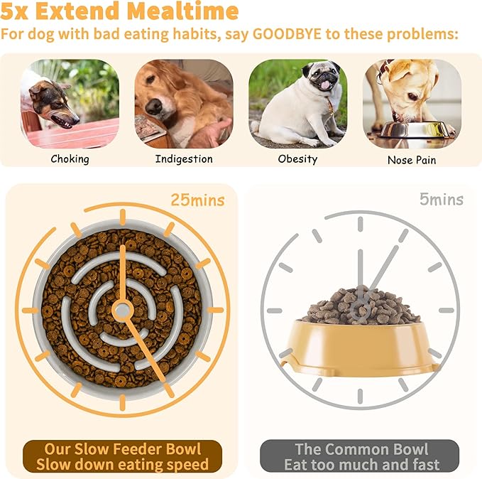 Elevated Slow Feeder Dog Bowl Large Breed, 8.8 Inch Ceramic Slow Eating Bowl - Image 5