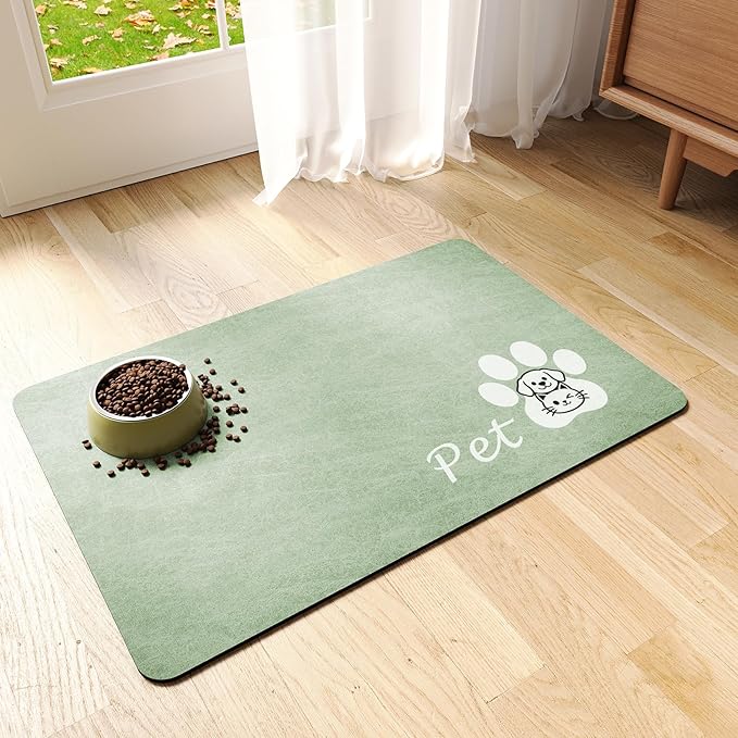 Dog Cat Feeding Mat-Absorbent Pet Bowl Mat by RUEYA