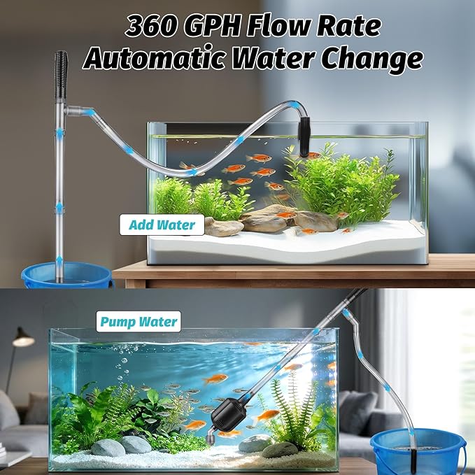 hygger 5 in 1 Electric Aquarium Gravel Cleaner, 360GPH Automatic Fish Tank - Image 4