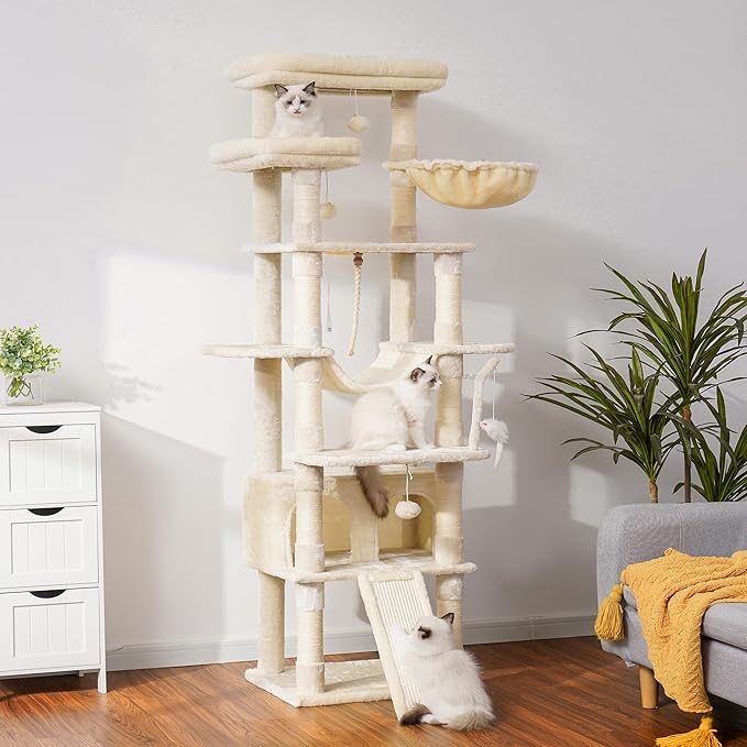 Heybly Tall Cat Tree, 78-inch Multi-Level Cat Tower - Image 7
