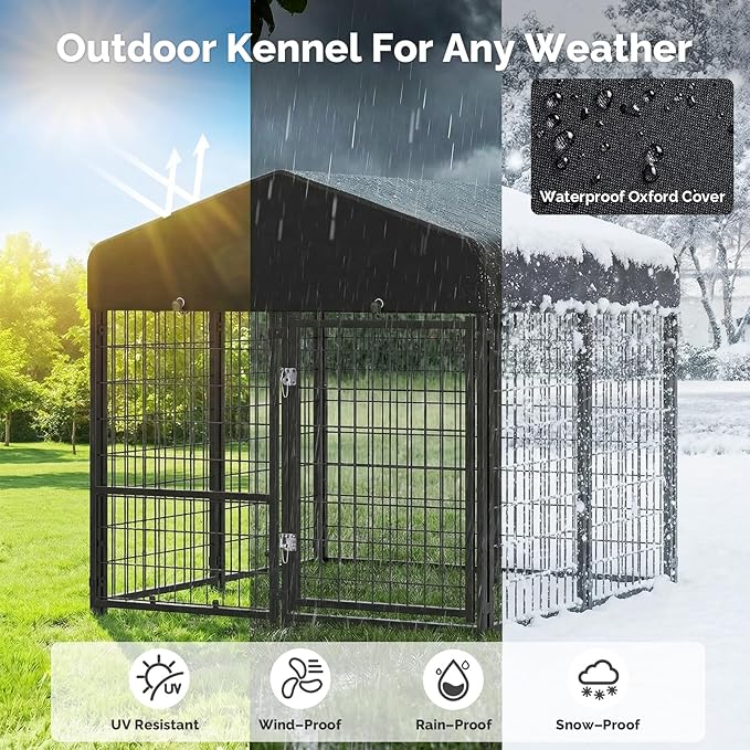 Sino Luban 4x4x4.6FT Dog Kennel Outdoor, Dog Run Enclosure Outside Dog Kennel - Image 5
