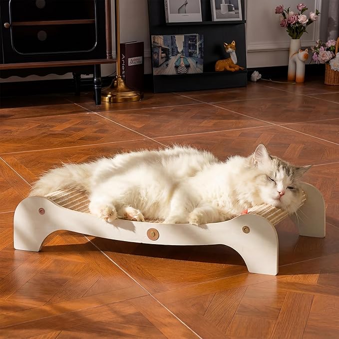 Cat Scratcher Bed for Indoor Cats, Large Wooden Hammock - Image 8