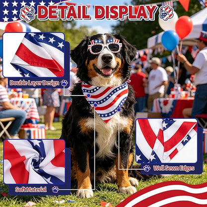 2Pcs 250th Anniversary American Dog Bandanas, Dual-Layer 4th of July Pet - Image 2
