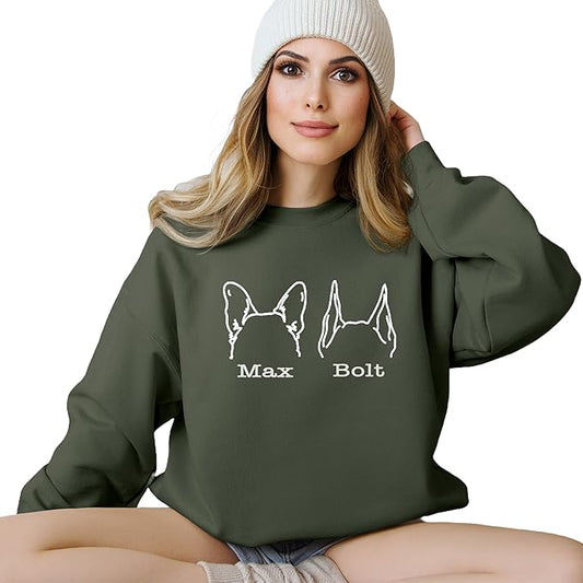 Custom Dog Mom Shirt Personalized Dog Ears Sweatshirt by CustomUnique