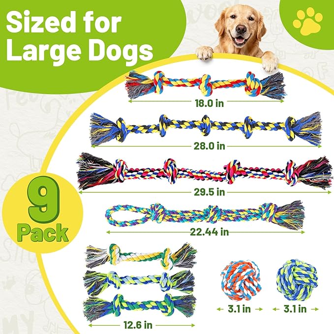 9-Pack Dog Rope Toys for Large Dogs – Strong Tug Toys for Aggressive Chewers - Image 7
