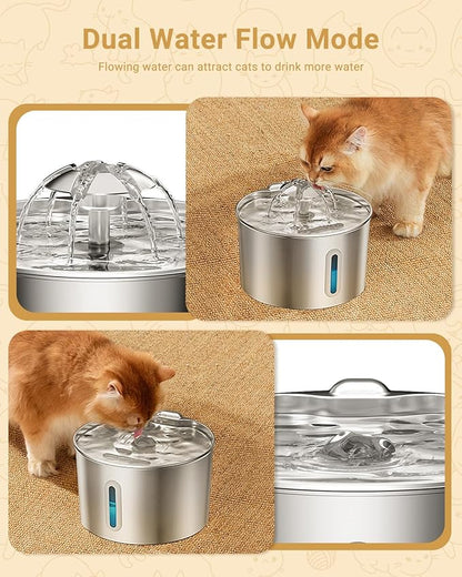 Cat Water Fountain Stainless Steel - 74oz/2.2L Automatic Large Pet Watering - Image 3