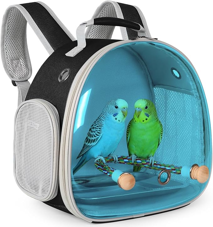 Polarized Tinted Blue Bubble Small Bird Carrier Travel Cage, Portable Bird by halinfer