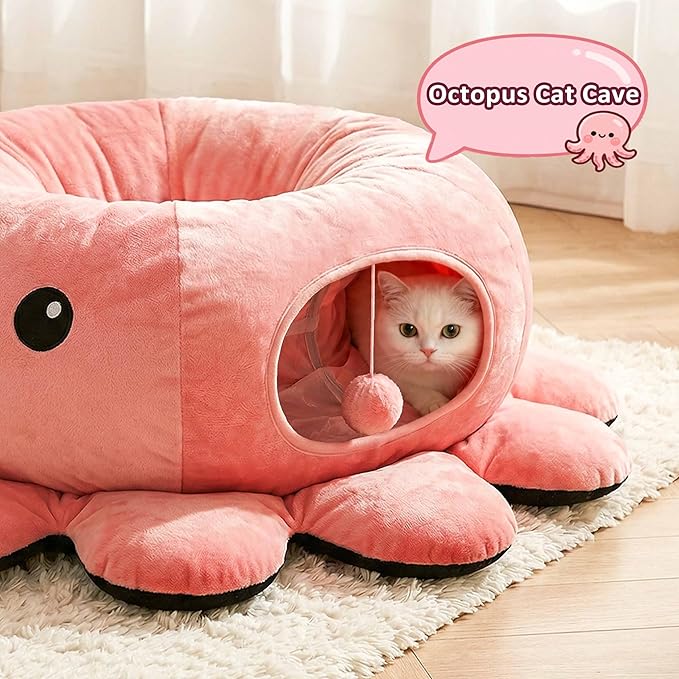 Cat Tunnel Bed with 20 Cat Toys, Collapsible Play Tunnel - Image 3