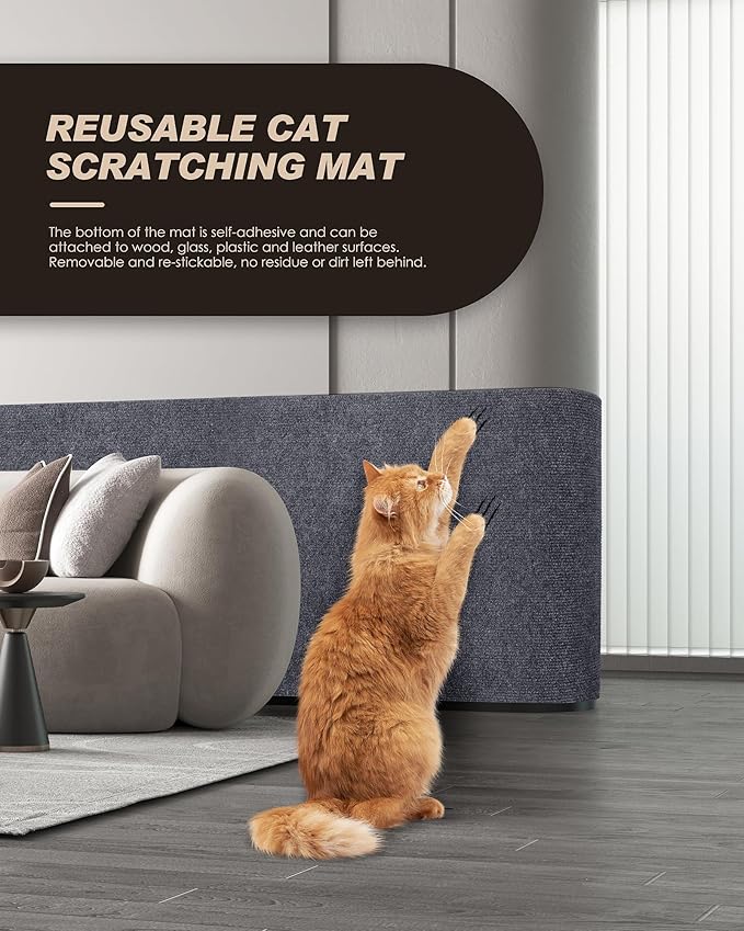 Cat Scratch Furniture Protector, Trimmable Self-Adhesive Carpet, DIY Climb Cat - Image 3