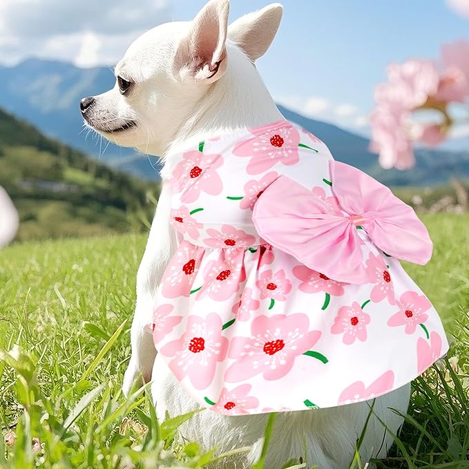choyaxo Floral Dog Dress Cute Dog Skirt Pet Dress Summer Pet Clothes - Image 4
