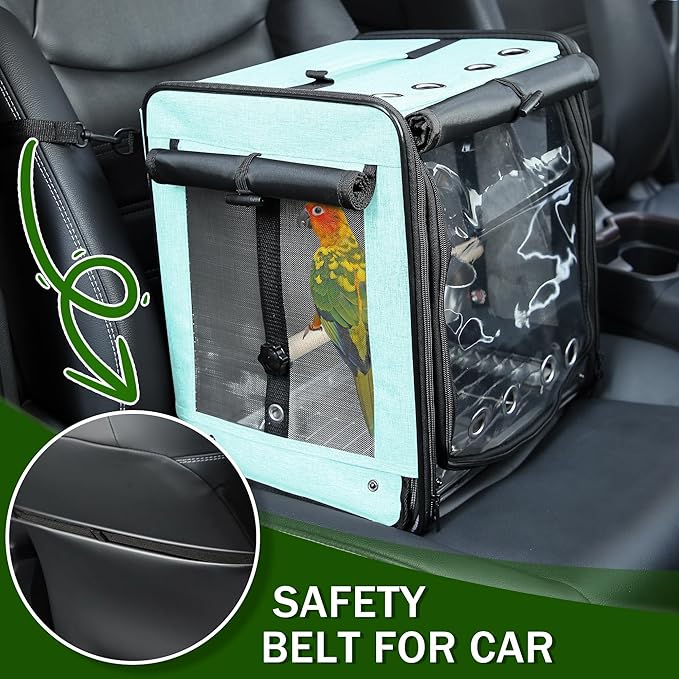 Bird Carrier with Seat Belt for Car Travel, Bird Backpack Carrier with - Image 2