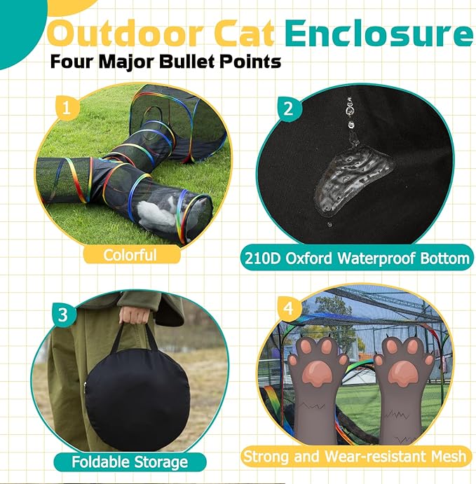 Outdoor Rainbow Cat Enclosures Playground, Outside House - Image 6
