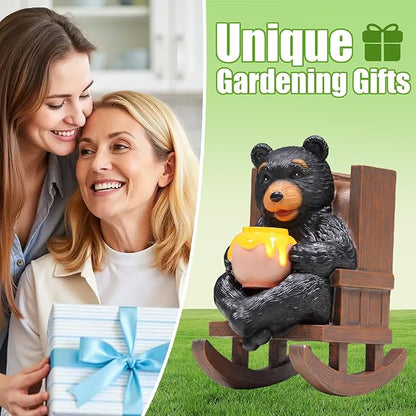 Sheaifun Solar Garden Statues Black Bear Decor Resin Bear Statues Outdoor - Image 8
