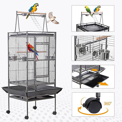 HSM 68 Inch Wrought Iron Large Bird Flight Cage - Image 3