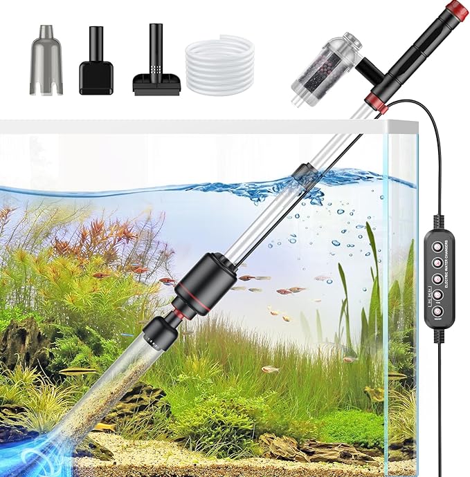 Electric Aquarium Vacuum Gravel Cleaner: 24W Fish Tank Vacuum Gravel Cleaner by Suness
