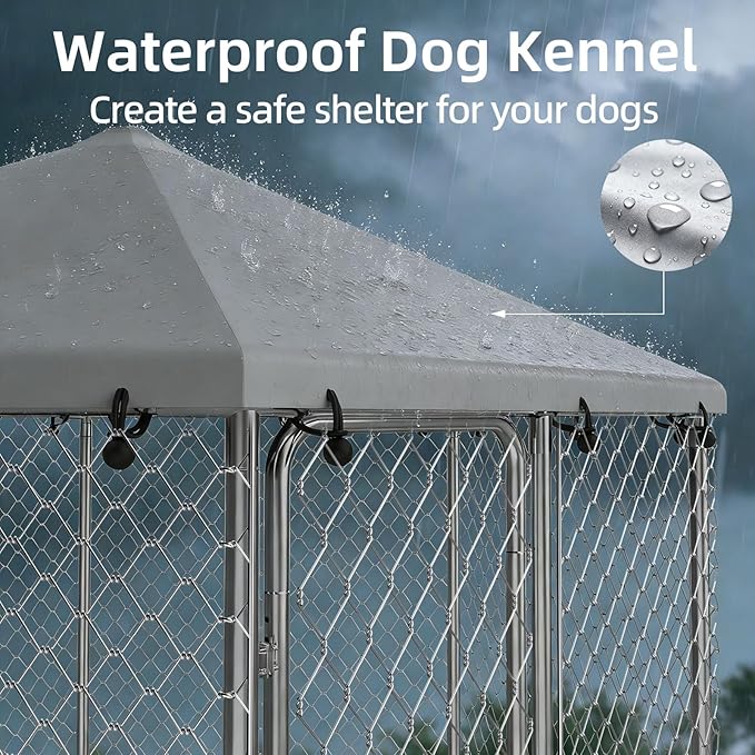 12.5x12.5 FT Heavy Duty Large Outdoor Dog Kennel Outside, Galvanized Steel - Image 3