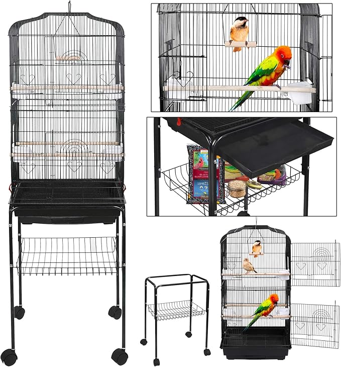 SUPER DEAL 59.3 Rolling Bird Cage Large Wrought Iron Cage - Image 6