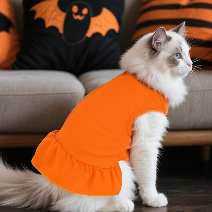 2 Pcs Dog Dresses Cat Skirt Solid Color Dog Clothes Summer Sleeveless Puppy - Image 5