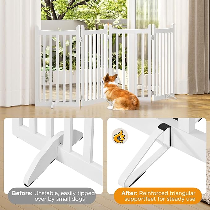 Yaheetech 36" H Extra Tall Freestanding Pet Gate 4-Panel Wooden Dog Fence - Image 5