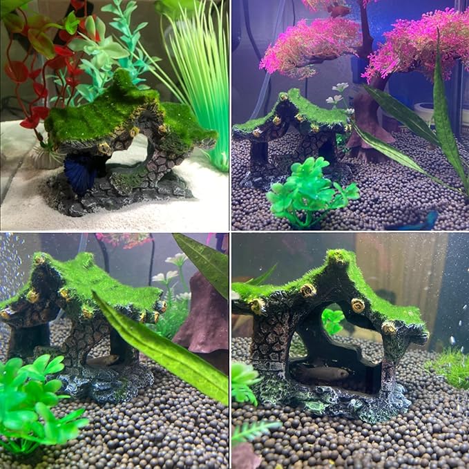 Tfwadmx Aquarium Decoration House Resin Hollow Hideout House, Small Betta Fish - Image 4