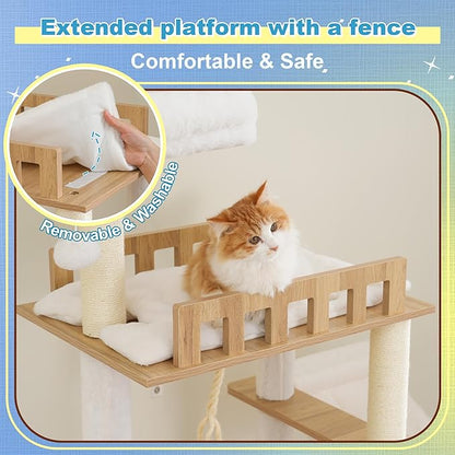 Hey-brother Wooden Cat Tree, 69.7 inch Cats Furniture Tower - Image 3