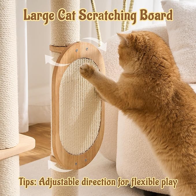 Modern Solid Wood Cat Tree for Indoor Cats Up to 15lbs, Scratcher & - Image 5