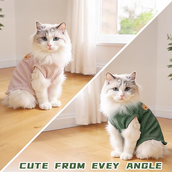 Waffle Knit Cat & Dog T Shirt for Small Dogs, Stretchable Puppy Shirt for - Image 6