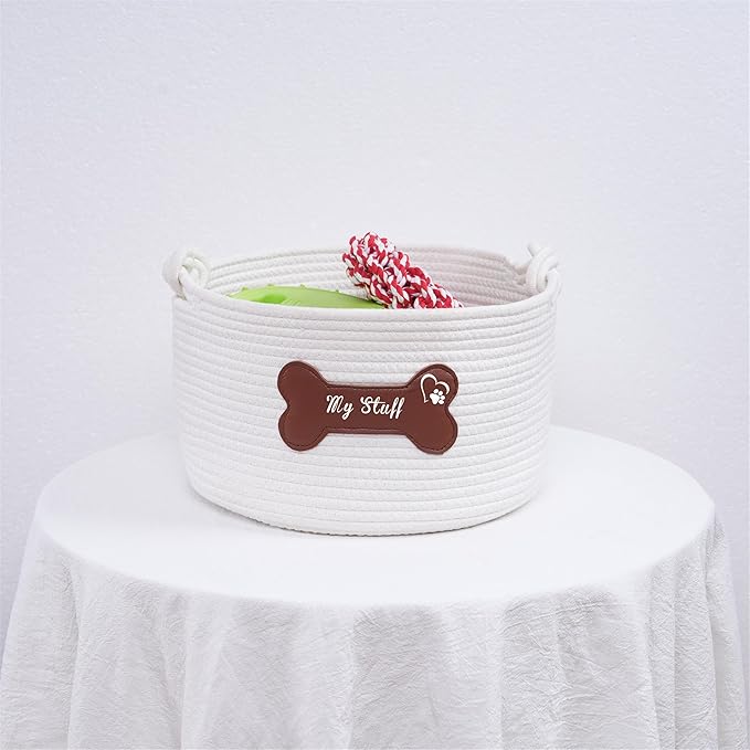 JUPPE Pet Dog Basket with Personalized Name, Dog Toys Storage Organizer Custom - Image 7