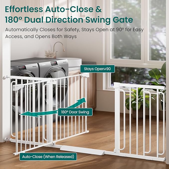 Cumbor Extra Wide Baby Gate, 36.6-69" Walk-Through Dog Gate - Image 3