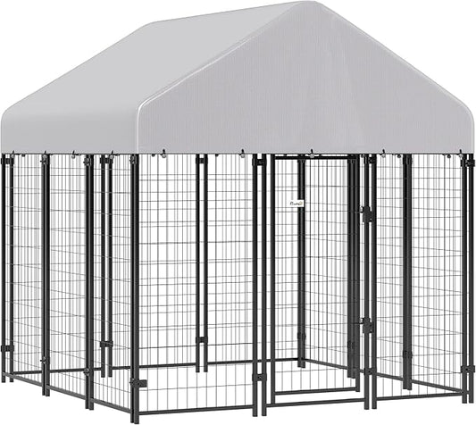 PawHut Outdoor Dog Kennel with Roof, UV-Resistant & Waterproof Cover, by PawHut