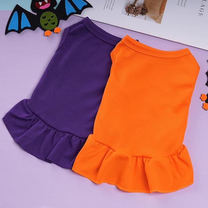 2 Pcs Dog Dresses Cat Skirt Solid Color Dog Clothes Summer Sleeveless Puppy - Image 4
