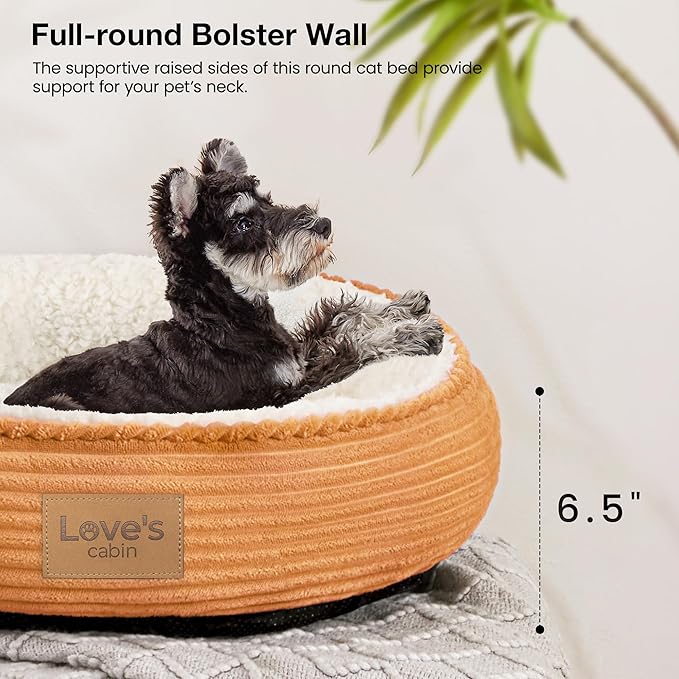 Love's cabin Round Donut Cat and Dog Cushion Bed, 24in Pet Bed - Image 5