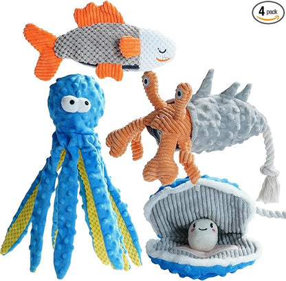 Nocciola 4 Packs Crinkle Squeaky Dog Toys by Nocciola