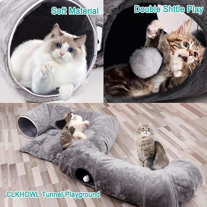 CLKHOWL Cat Tunnel Bed for Indoor Cats, Washable & Detachable Cat Bed, Cute - Image 7