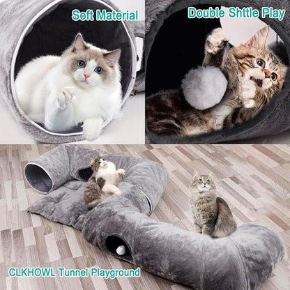 CLKHOWL Cat Tunnel Bed for Indoor Cats, Washable & Detachable Cat Bed, Cute - Image 7
