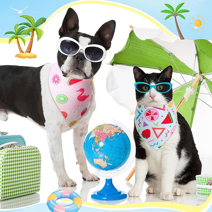 Preboun 50 Pcs Summer Bandanas Dogs Bulk Hawaiian Dog Bandanas Fruit Kerchief - Image 4