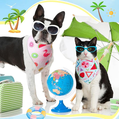 Preboun 50 Pcs Summer Bandanas Dogs Bulk Hawaiian Dog Bandanas Fruit Kerchief - Image 4