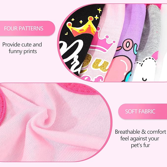4 Pack Dog Shirt for Small Dogs Spring Summer Printed Puppy Clothes Cute Pet T - Image 2